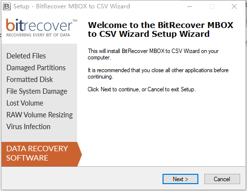 BitRecover MBOX to CSV Wizard