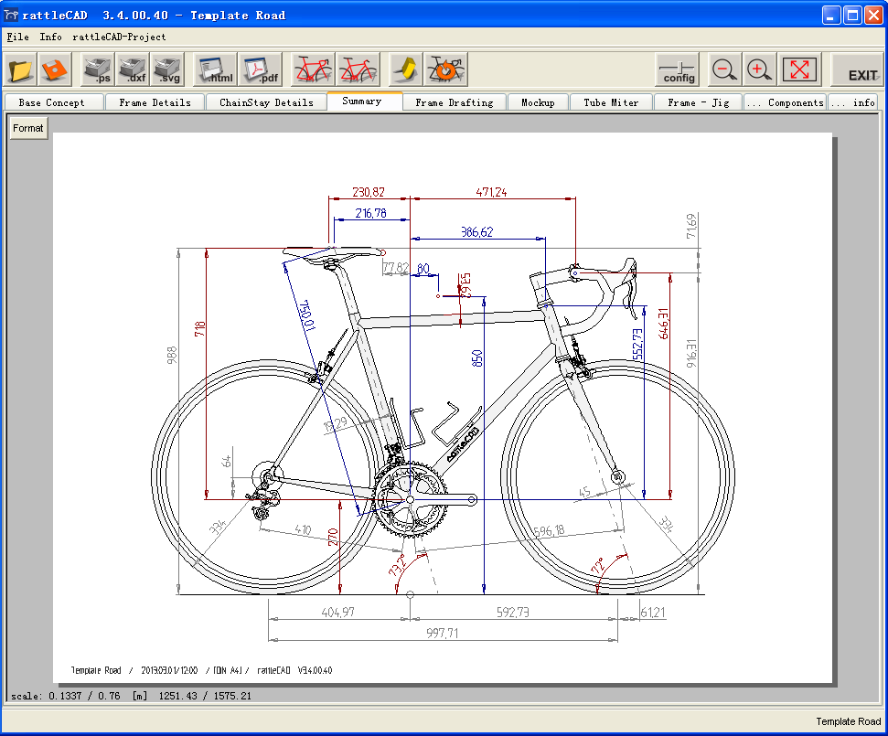 rattleCAD自行车图纸设计工具