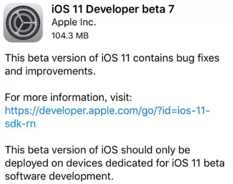ios11 beta7开发者预览版固件