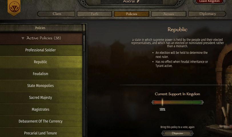 骑马与砍杀2：增加选举新政策MOD