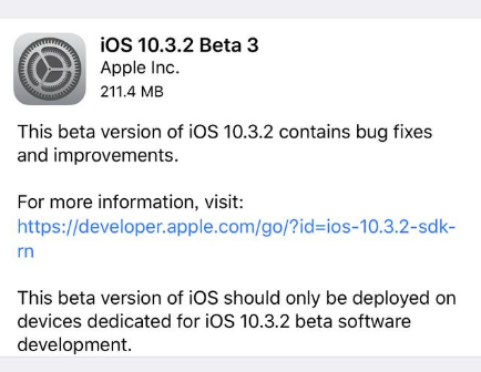 ios10.3.2 beta3更新固件下载14F5080a